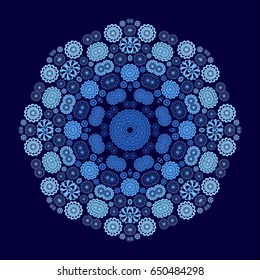 Vector rosette-mandala on dark blue background