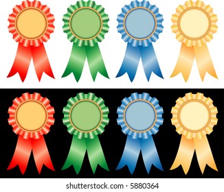 vector rosettes in four colors (without gradinent mesh) isolated on white and black