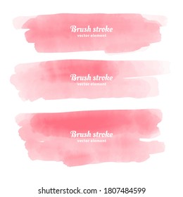 Vector rosy Hand drawn watercolor elements set. Watercolor brush stroke