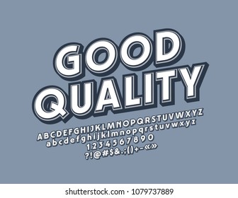 Vector rotated Good Quality retro Font. Vintage style Hipster Alphabet Letters, Numbers and Symbols