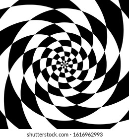 Vector - Rotating spiral geometric background.Black and white circle pattern.