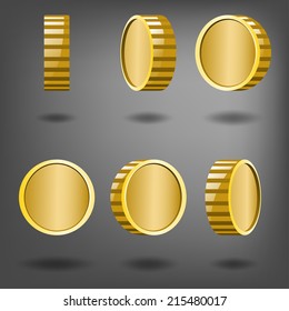 Vector rotation gold coins.