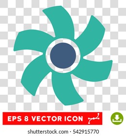 Vector Rotor EPS vector icon. Illustration style is flat iconic bicolor cobalt and cyan symbol on a transparent background.
