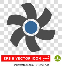 Vector Rotor EPS vector pictograph. Illustration style is flat iconic bicolor cobalt and gray symbol on a transparent background.