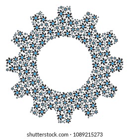 Vector rotor icons are organized into cog mosaic. Equipment design concept constructed with rotor elements.