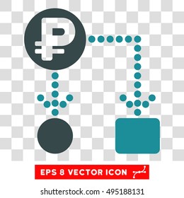Vector Rouble Cashflow EPS vector pictograph. Illustration style is flat iconic bicolor soft blue symbol on a transparent background.