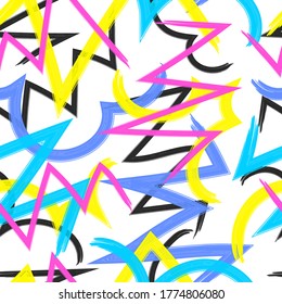 el zigzag y el trazo del pincel de curva en bruto vectorial se superponen en un patrón transparente en blanco