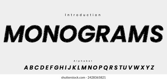 Vector of rough condensed font. Textured font