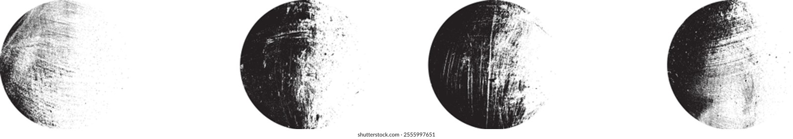 Vector rough edges badges set .Grunge set of textured black labels . Pack of vector stickers. Grunge circle stamps, insignias, labels, tags for your design. Grunge textured black vector rubber stamps