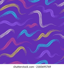 vectorial bruto étnico colorido líneas de trazo de pincel de roce sin costura patrón en púrpura