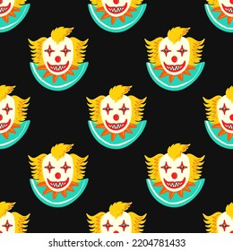 vectorial grosero étnico halloween payaso pincel líneas de patrón sin fisuras en negro