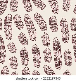 vector rough ethnic red wafted brush stroke lines seamless pattern on white