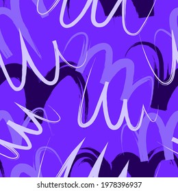 vector rough ethnic rounded zigzag brush stroke lines overlapped seamless pattern on violet