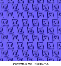 vector rough ethnic spiral square brush stroke lines seamless pattern on violet