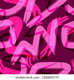 vector rough ethnic variety pink freeform brush stroke lines seamless pattern