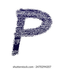 Vector rough font. Grungy style letter on white background.