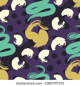 vector rough freeform geometric lines brush stroke overlapped seamless pattern on violet.