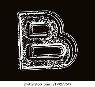 Letra vectorial áspera sobre fondo negro.Tipo de letra Grunge art.