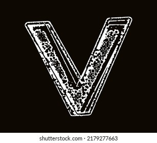 Letra vectorial áspera sobre fondo negro.Tipo de letra Grunge art.