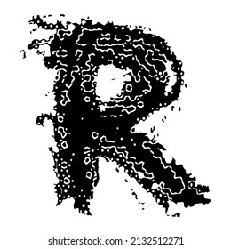 Vector rough letter on white background.Grunge art font.
