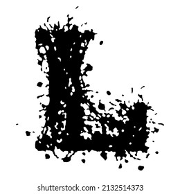 Vector rough letter on white background.Grunge art font.