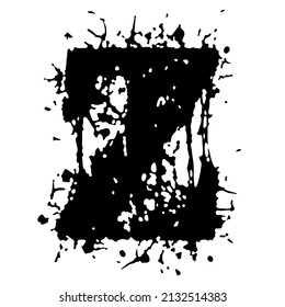 Vector rough letter on white background.Grunge art font.