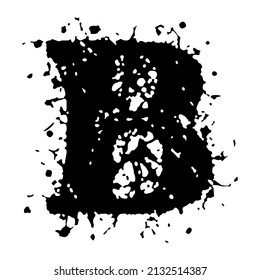 Letra vectorial áspera sobre fondo blanco.Tipo de letra Grunge art.