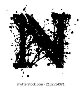 Vector rough letter on white background.Grunge art font.