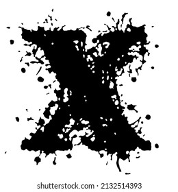 Letra vectorial áspera sobre fondo blanco.Tipo de letra Grunge art.