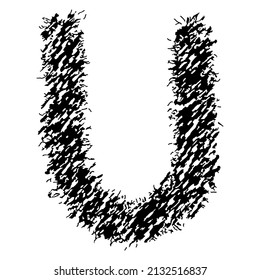 Vector rough letter on white background.Grunge art font.
