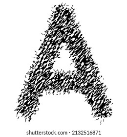 Letra vectorial áspera sobre fondo blanco.Tipo de letra Grunge art.
