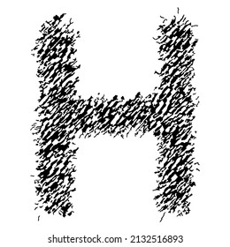 Vector rough letter on white background.Grunge art font.