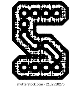 Vector rough letter on white background.Grunge art font.