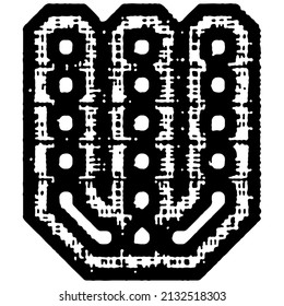 Vector rough letter on white background.Grunge art font.