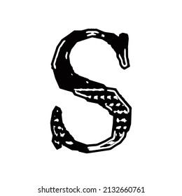 Vector rough letter on white background.Grunge art font.