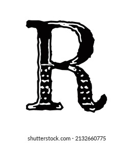 Letra vectorial áspera sobre fondo blanco.Tipo de letra Grunge art.