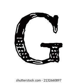 Letra vectorial áspera sobre fondo blanco.Tipo de letra Grunge art.