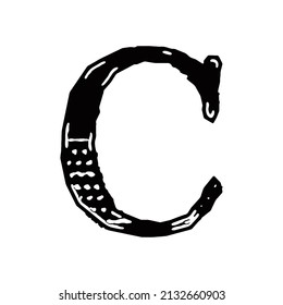 Letra vectorial áspera sobre fondo blanco.Tipo de letra Grunge art.
