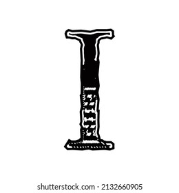 Vector rough letter on white background.Grunge art font.