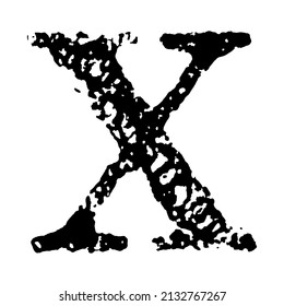 Letra vectorial áspera sobre fondo blanco.Tipo de letra Grunge art.
