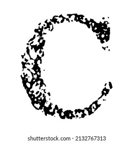 Letra vectorial áspera sobre fondo blanco.Tipo de letra Grunge art.