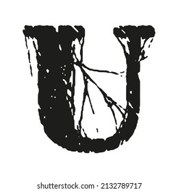 Letra vectorial áspera sobre fondo blanco.Tipo de letra Grunge art.