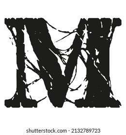 Vector rough letter on white background.Grunge art font.