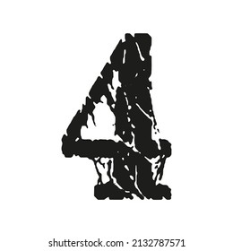 Número bruto vectorial en fondo blanco.Tipo de letra de arte grunge.