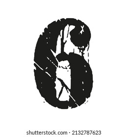 Número bruto vectorial en fondo blanco.Tipo de letra de arte grunge.