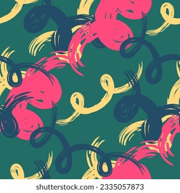 trazo de pincel de tres colores en bruto vectorial superpuesto patrón transparente en verde