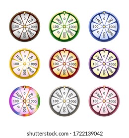 Ruleta vectorial, rueda giratoria. Elemento de juego del casino de dibujos animados. 