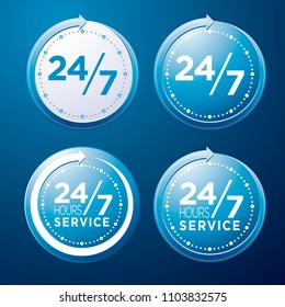 Vector Round 24 Hours A Day 7 Days A Week Service Icons