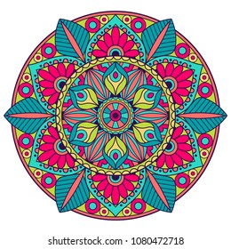 Vector round abstract circle. Mandala style.