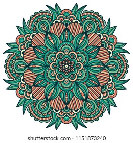 Vector round abstract circle. Mandala style. Decorative element, colored circular design element.